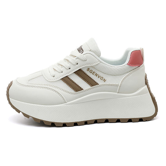 Damen modische Plateau-Sneaker mit atmungsaktivem Mesh und robuster Laufsohle EB