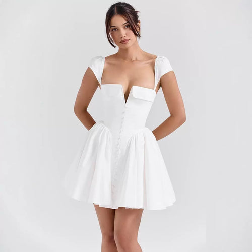 Damen verspielt geschnittenes Cortikleid mit voluminösen Puffärmeln EB
