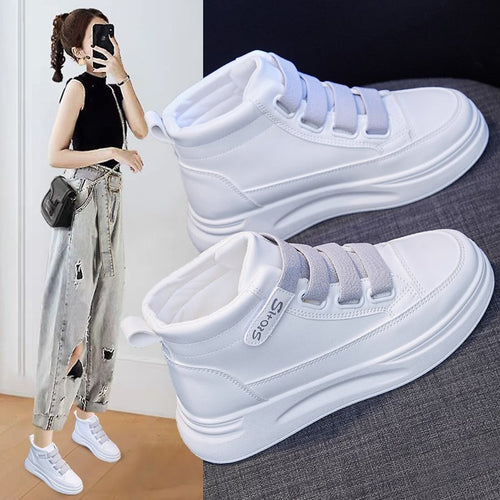 Damen Sportliche High-Top Sneakers mit verstellbaren Riemen EB