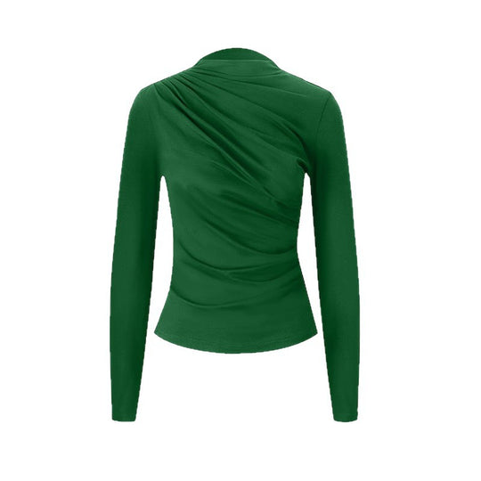 Damen figurbetontes Langarmoberteil mit eleganten Drapierungen EB