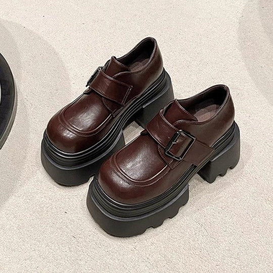 Damen Elegante Chunky Schuhe mit Schnallenverschluss und robuster Sohlenkonstruktion EB