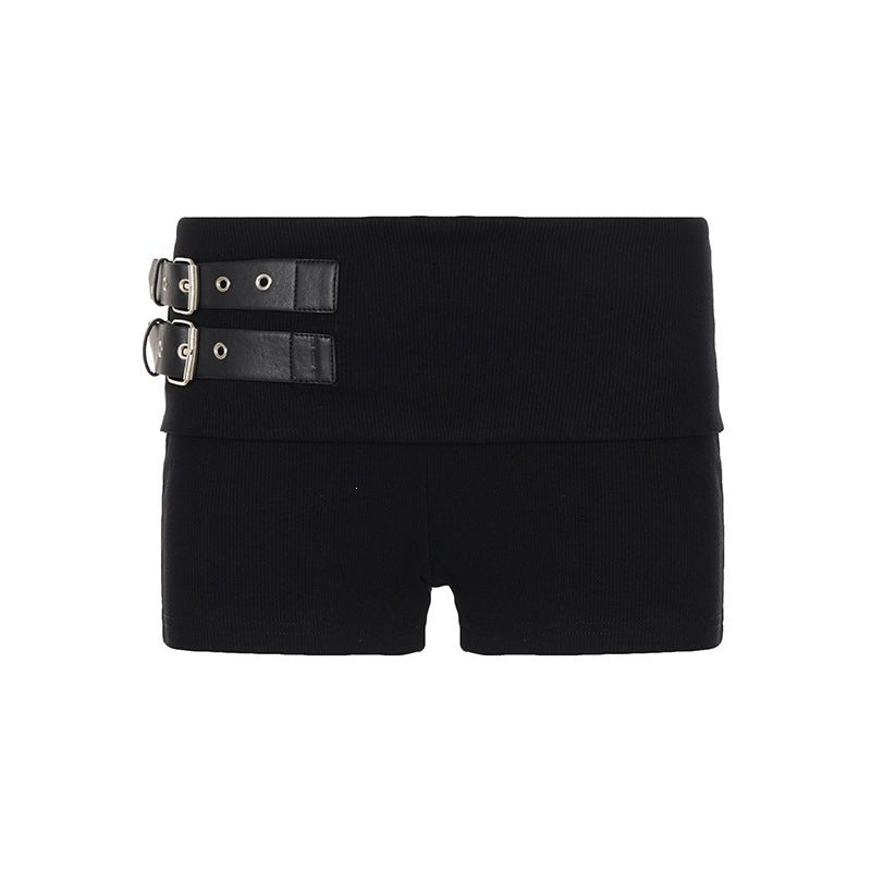 Damen Shorts mit breitem Bund und dekorativen Schnallen EB