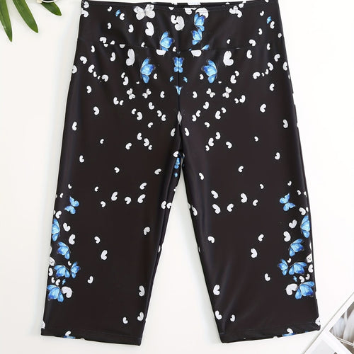 Damen Sportliche Badeshorts mit Blumendesign EB