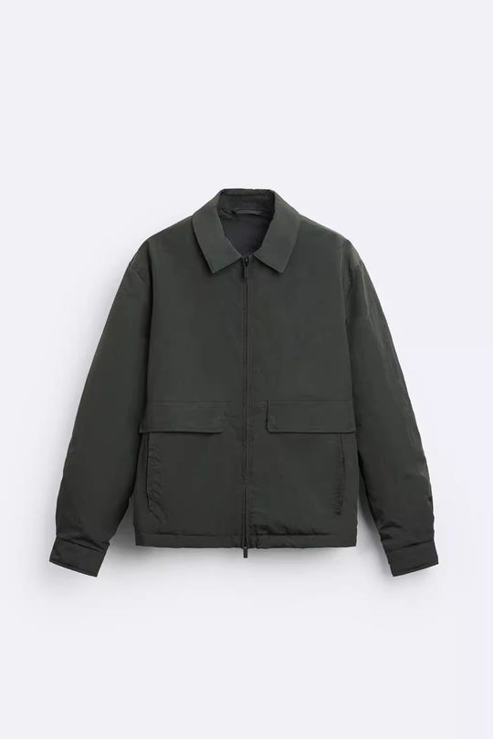 Herren urbane Utility-Jacke mit praktischen Taschen und hohem Kragen EB