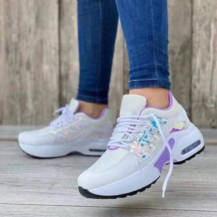 Damen Chunky-Plateau-Sneaker mit luftgepolsterter Sohle und atmungsaktivem Mesh-Obermaterial EB