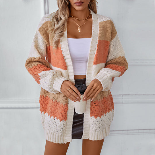 Damen Strickjacke mit trendigem Blockdesign und luftiger Haptik EB