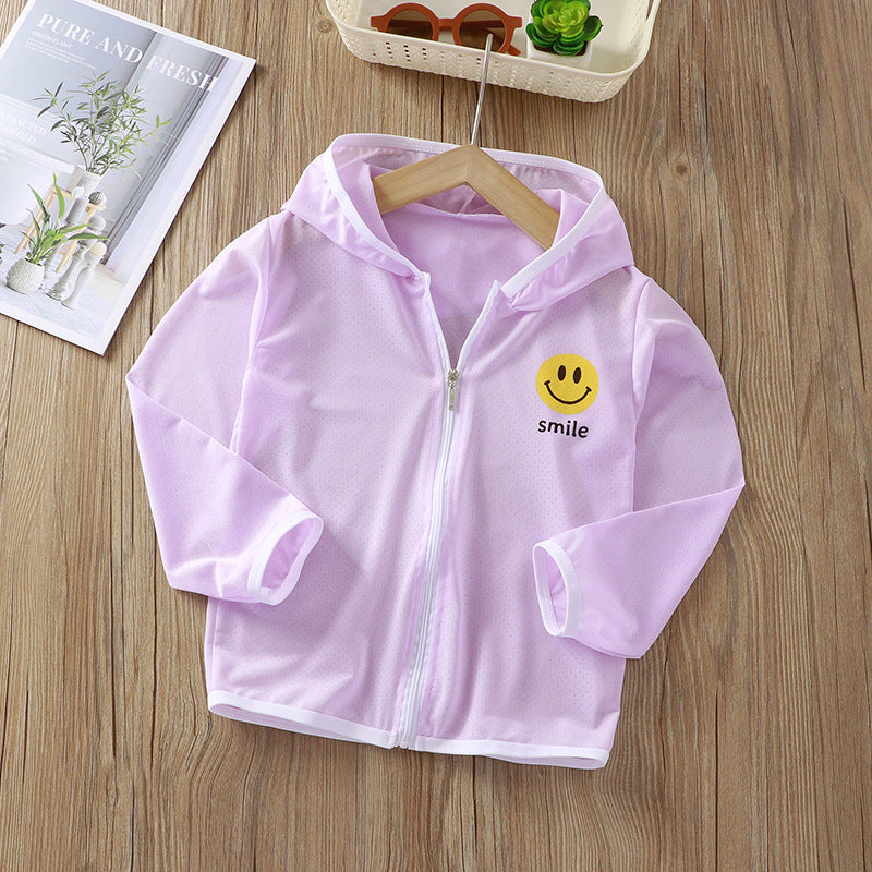 Unisex nan Kinder leichte Kapuzenjacke mit atmungsaktivem Meshstoff und durchgehendem Reißverschluss  EB