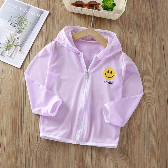 Unisex nan Kinder leichte Kapuzenjacke mit atmungsaktivem Meshstoff und durchgehendem Reißverschluss  EB
