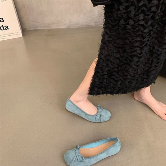 Damen Ballerinas mit glänzender Oberfläche und zierlichem Schleifendetail EB