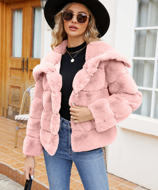 Damen Fleece-Puffjacke mit Kapuze EB