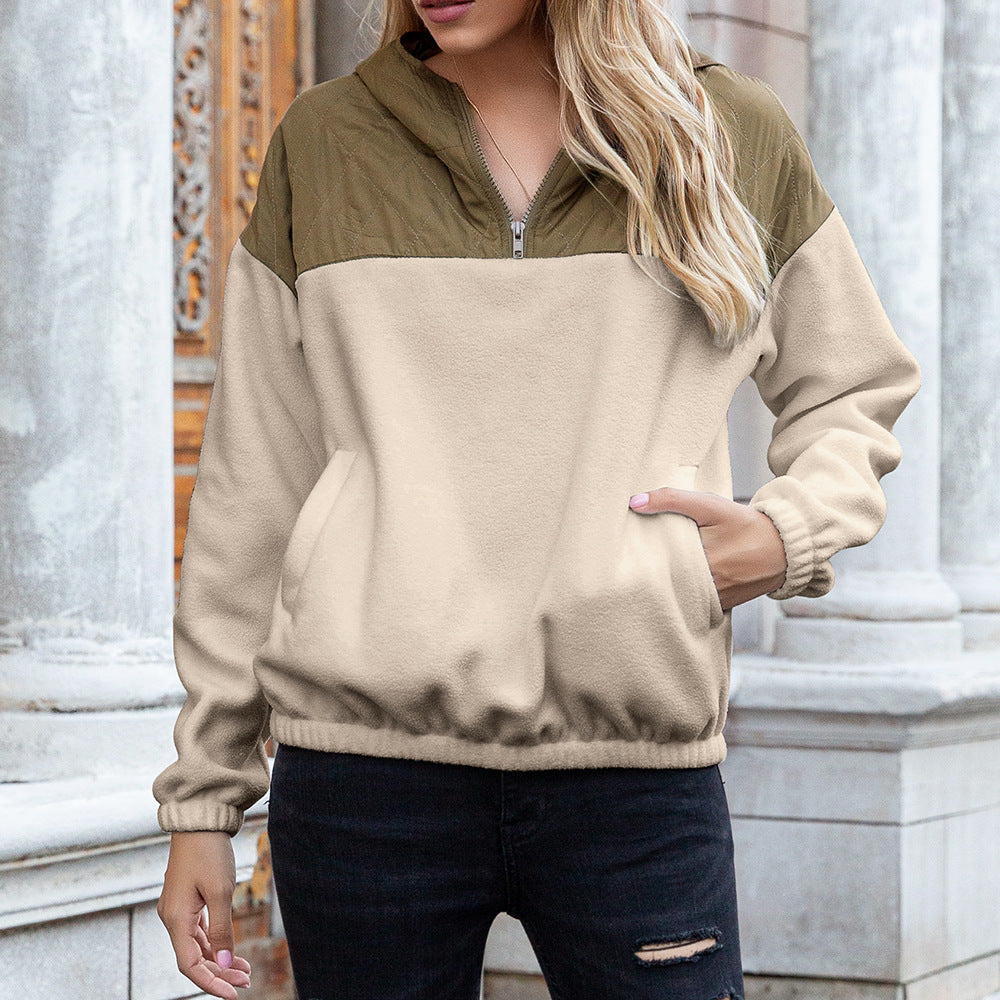 Damen kuschelige Fleecejacke mit Kapuze und praktischen Taschen EB