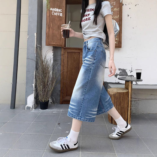 Damen weit geschnittene Jeanshose EB