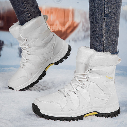 Damen isolierte Winterstiefel mit rutschfester Sohle und modischem Kunstfell EB