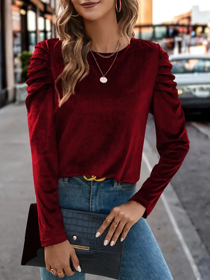 Damen Elegantes Langarmshirt mit Raffungen EB