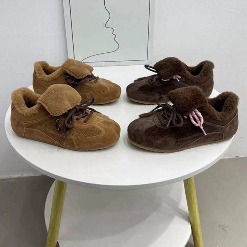 Damen Sportliche Fleece-Sneaker mit weichem Innenfutter und rutschfester Sohle EB
