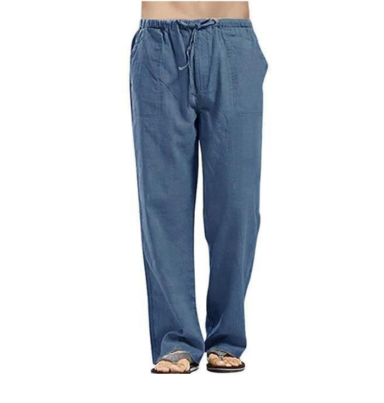 Herren nan lockere Leinenhose mit Tunnelzugbund und geradem Bein EB