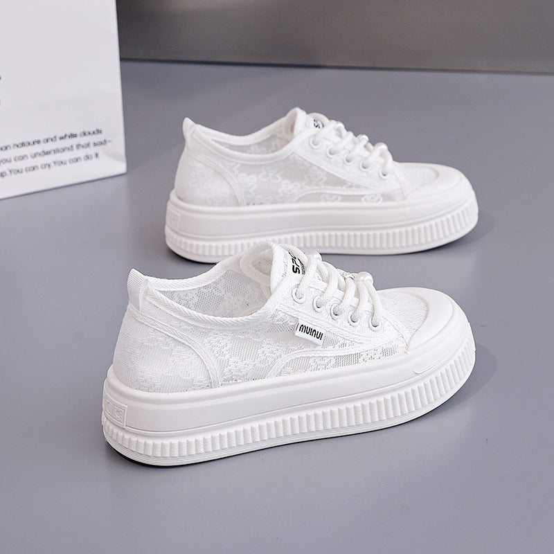Damen Sneakers mit floralem Spitzen-Obermaterial und modischem Plateau EB