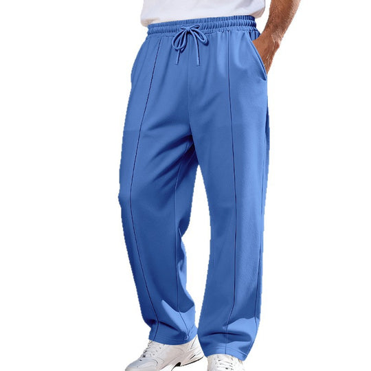 Herren Weite Travel-Loungehose mit Bügelfalte, elastischem Tunnelzug und seitlichen Eingrifftaschen EB
