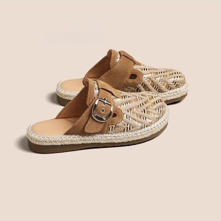 Damen Legere Slip-On Pantoletten mit modischem Riemchen-Design EB