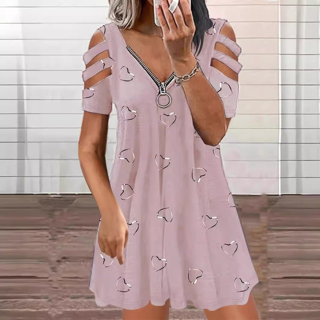 Damen Kleid mit Herzmotiv und seitlichen Cut-Outs EB