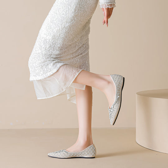 Damen Ballerinas mit funkelnden Strass-Applikationen EB