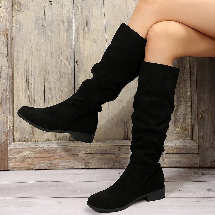 Damen Schlupfstiefel aus weichem Wildlederimitat EB