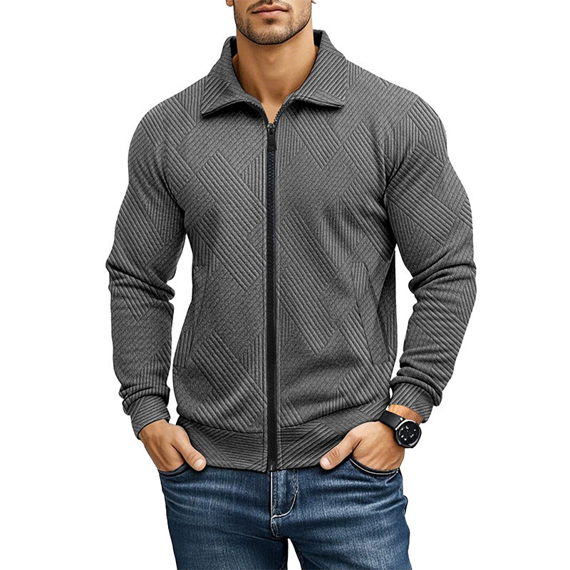 Herren bequeme und stylische Kapuzenjacke mit strukturiertem Gewebe EB