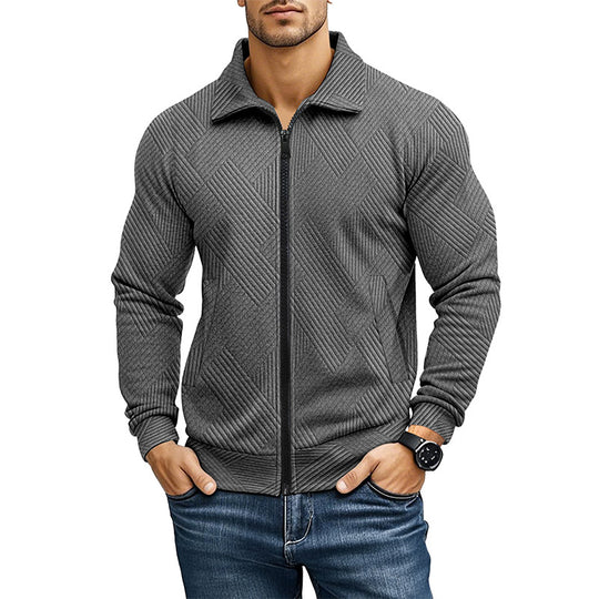 Herren bequeme und stylische Kapuzenjacke mit strukturiertem Gewebe EB