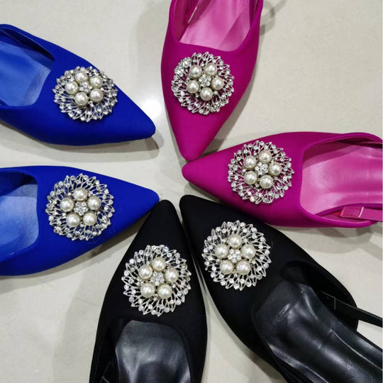 Damen Sling-Pumps mit eleganter Brosche EB