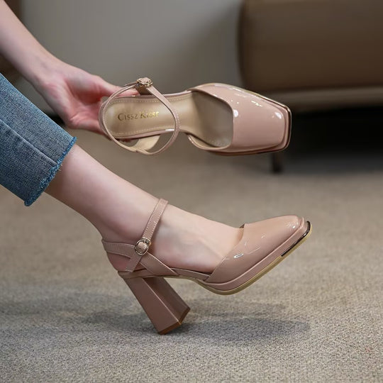 Damen Slingback-Pumps mit elegantem Plateau und komfortablem Blockabsatz EB