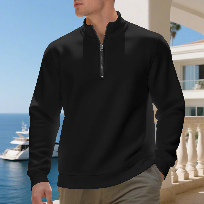 Herren sportlicher Pullover mit halbem Reißverschluss und atmungsaktiver Struktur EB