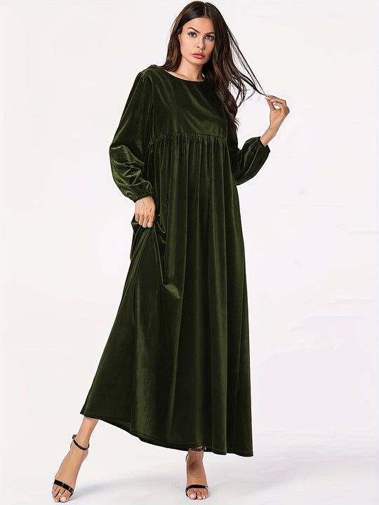 Damen Maxikleid aus luxuriösem Samt mit elegantem Faltenwurf EB