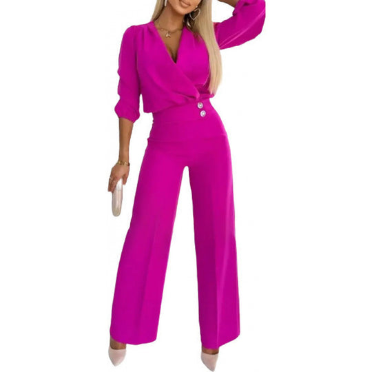 Damen elegantes Jumpsuit mit weiten Beinen EB