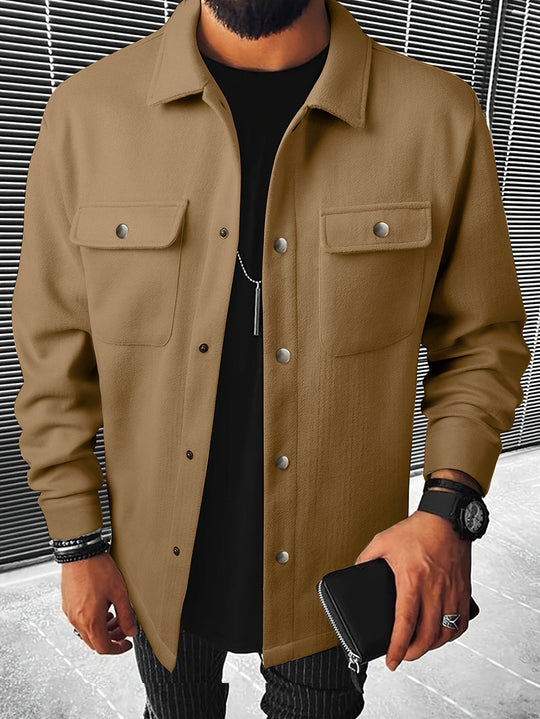 Herren nan Hemdenjacke aus Wollmix mit Druckknöpfen und Pattentaschen EB