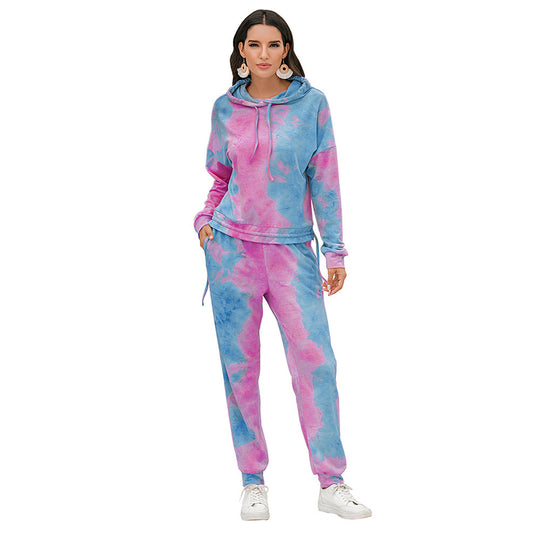Damen lässiges Sweater-Set mit Kapuze und Kordelzug EB