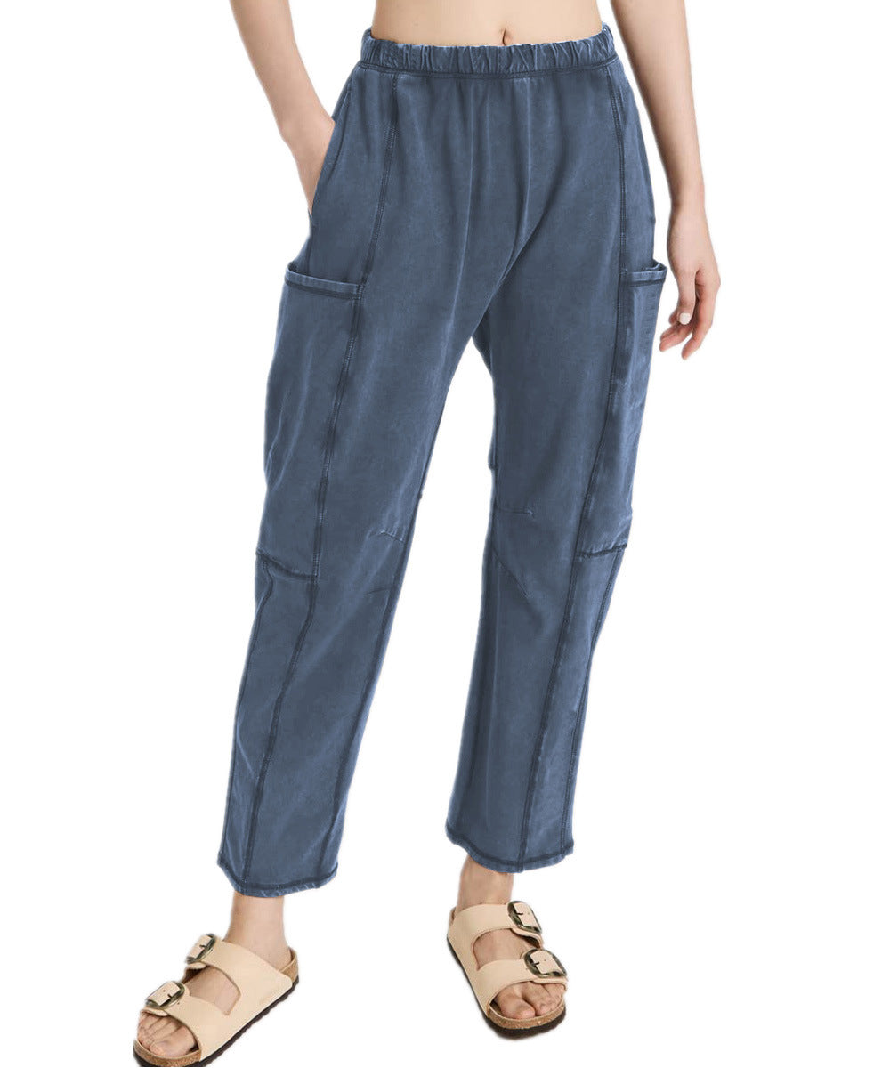 Damen Bequeme Freizeithose mit praktischen Seitentaschen und elastischem Bund EB