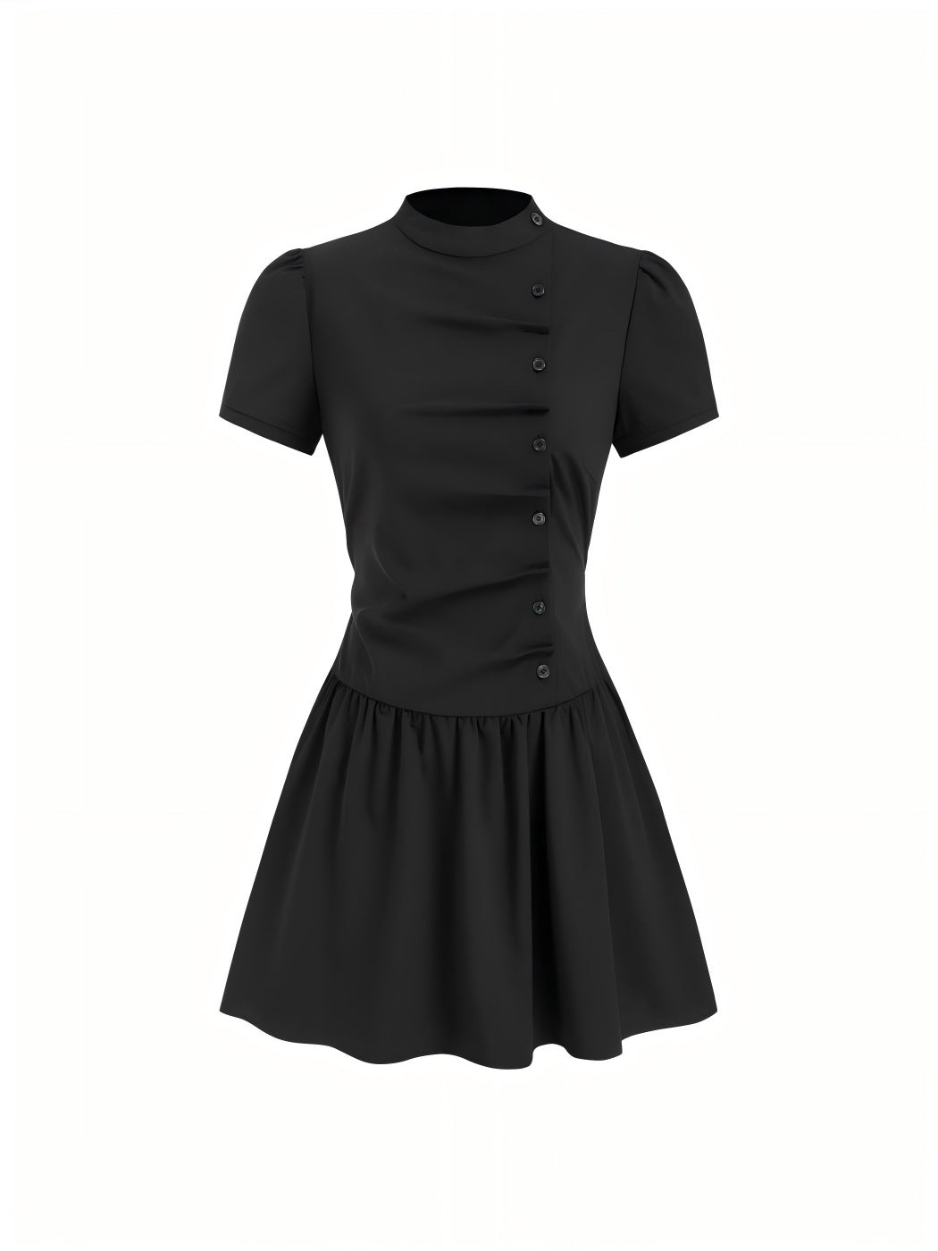 Damen Minikleid mit Knopfdetails und gerafftem Schnitt EB