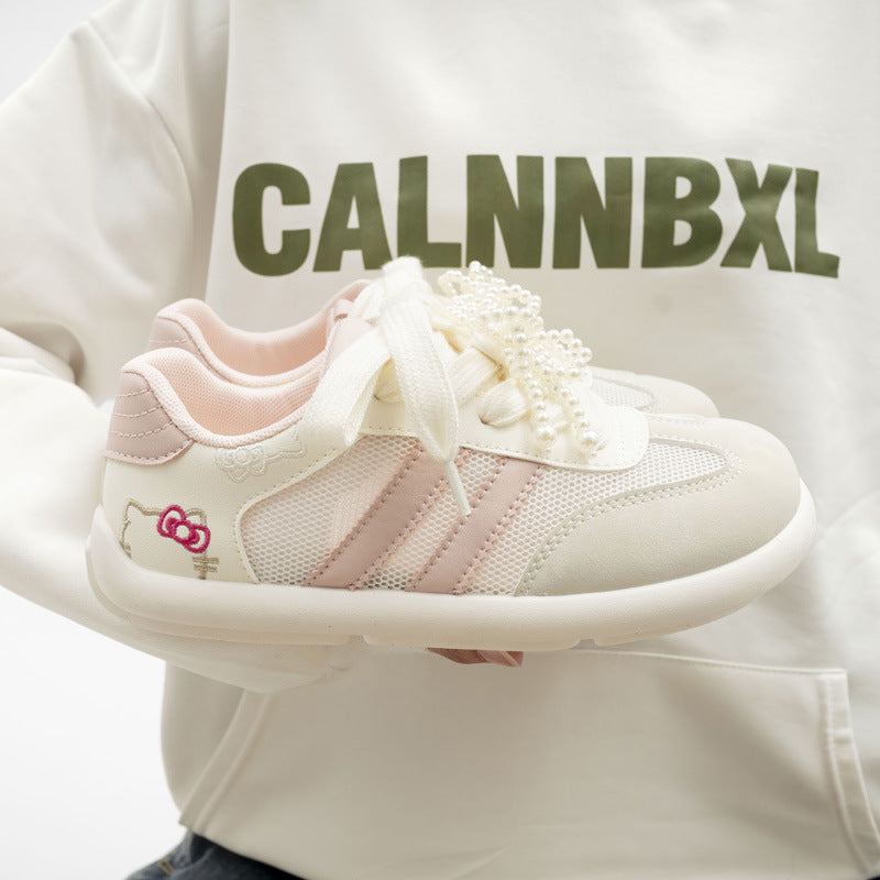 Damen Sneakers mit verspielten Perlenverzierungen und floralem Design EB
