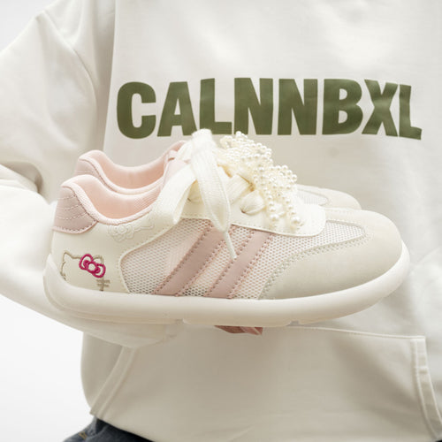 Damen Sneakers mit verspielten Perlenverzierungen und floralem Design EB