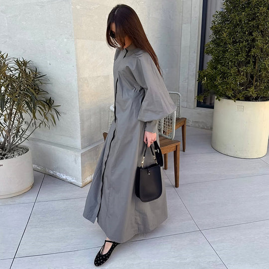 Damen Oversize-Hemdblusenkleid EB
