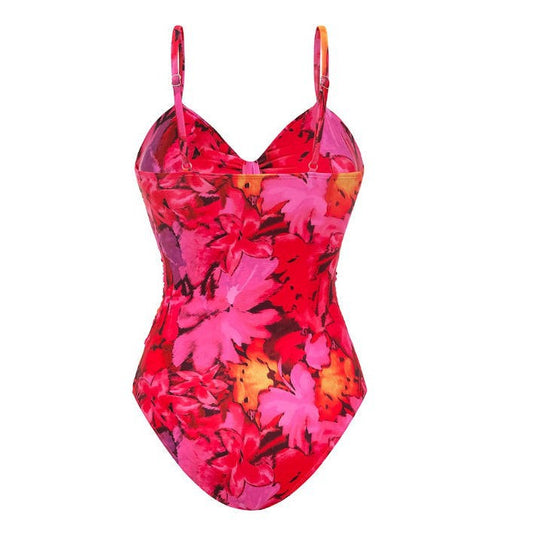 Damen Einteiler Badeanzug mit floralem Design und Cut-Out Akzenten EB