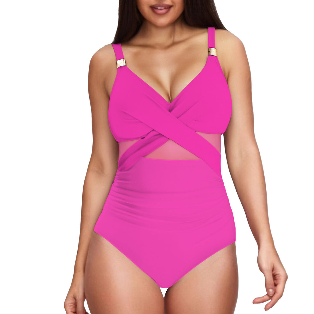 Damen Eleganter Einteiler mit transparenter Einsätzen EB