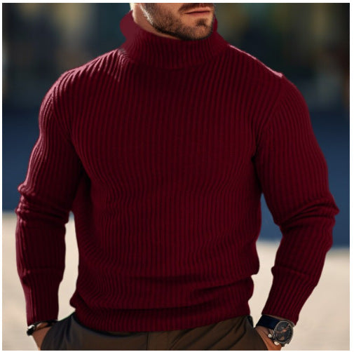 Herren nan gerippter Rollkragenpullover schmal geschnitten aus Feinstrick mit Stretch und thermoregulierender Wollmischung EB
