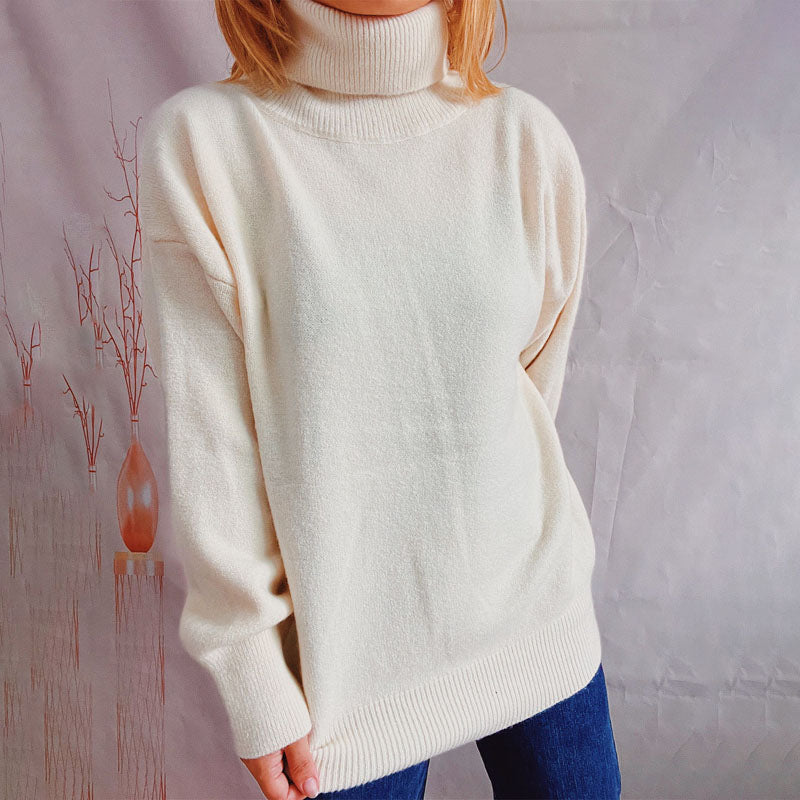 EB | Einfarbiger Warmer Strickpullover Für Alltag
