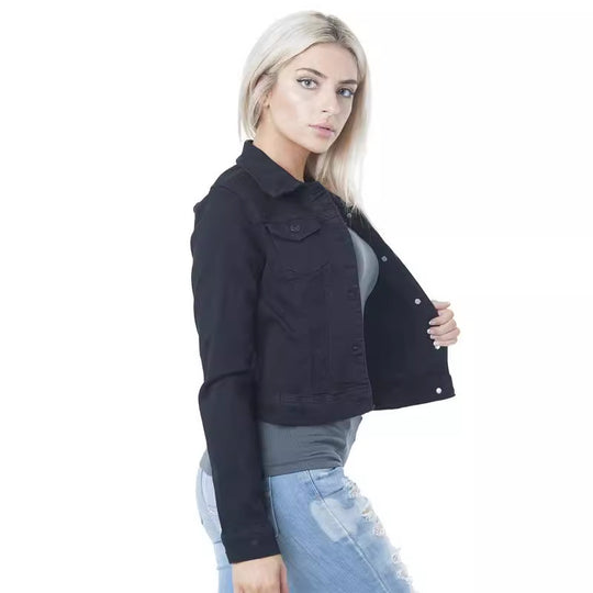 Damen klassische Denim-Jacke im modischen Schnitt mit Knopfdetails EB
