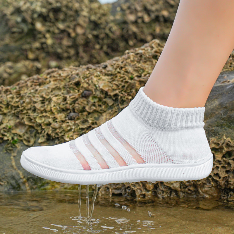 Damen Strick-Aquaschuhe mit elastischem Kragen und rutschfester Sohle EB