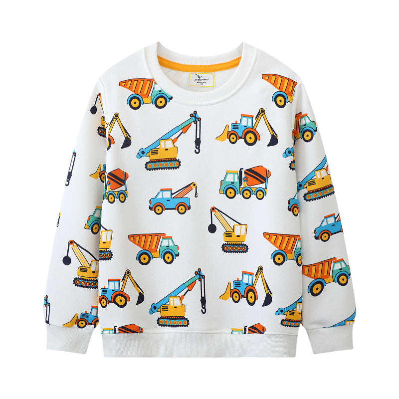 Jungen Sweatshirt mit buntem Baustellenfahrzeug-Design EB