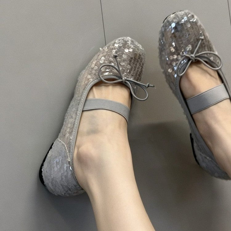 Damen elegante Ballettschuhe mit Pailletten EB
