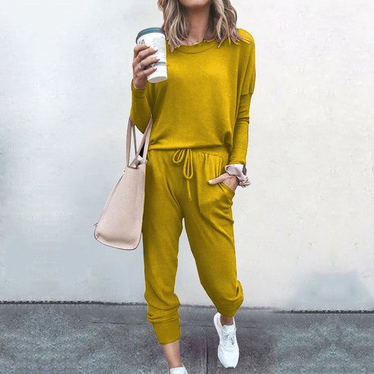 Damen Bequemer Jumpsuit mit modischem Rundhalsausschnitt und regulierbarem Bund EB
