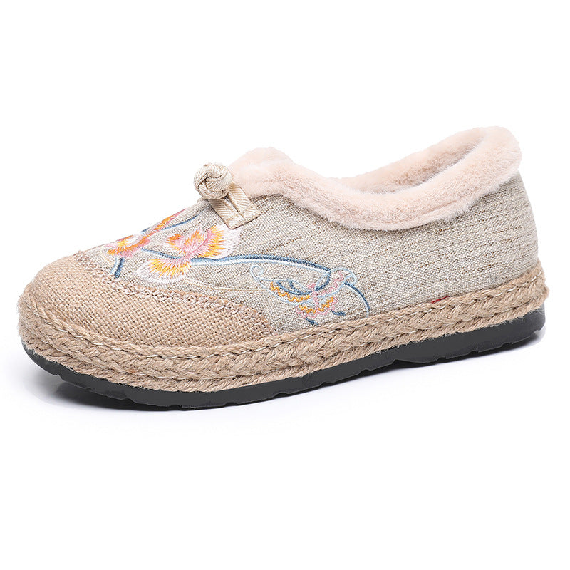 Damen Gemütliche und elegante Hausschuhe mit floraler Stickerei EB